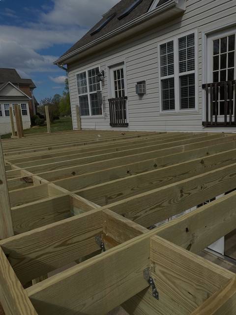 view of the installation of the deck