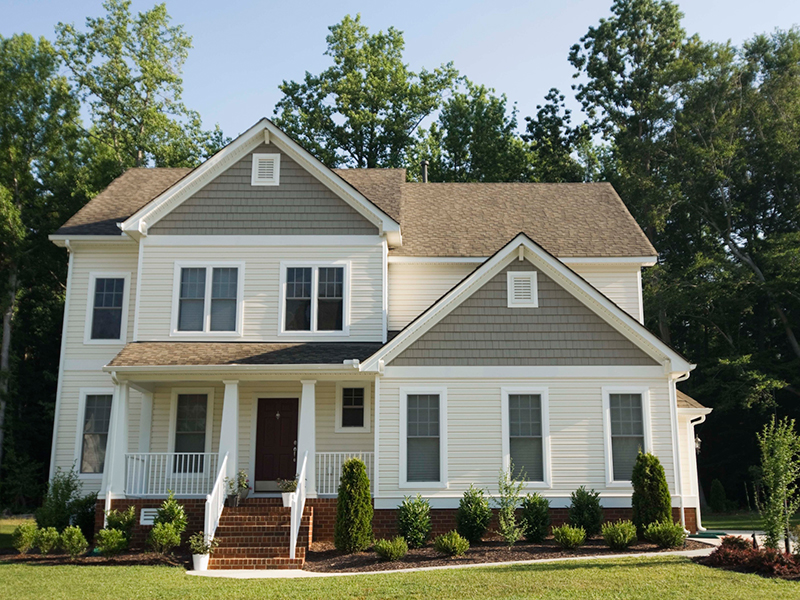 aerial view of the roofing of a house